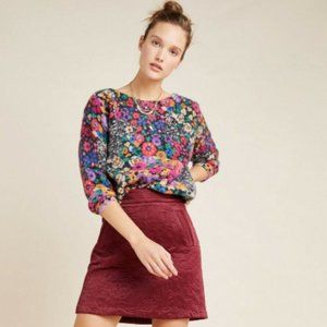 Anthropologie Bouquet Eyelash Sweater;  Floral 70's Retro